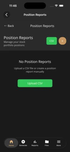 Position reports with CSV upload