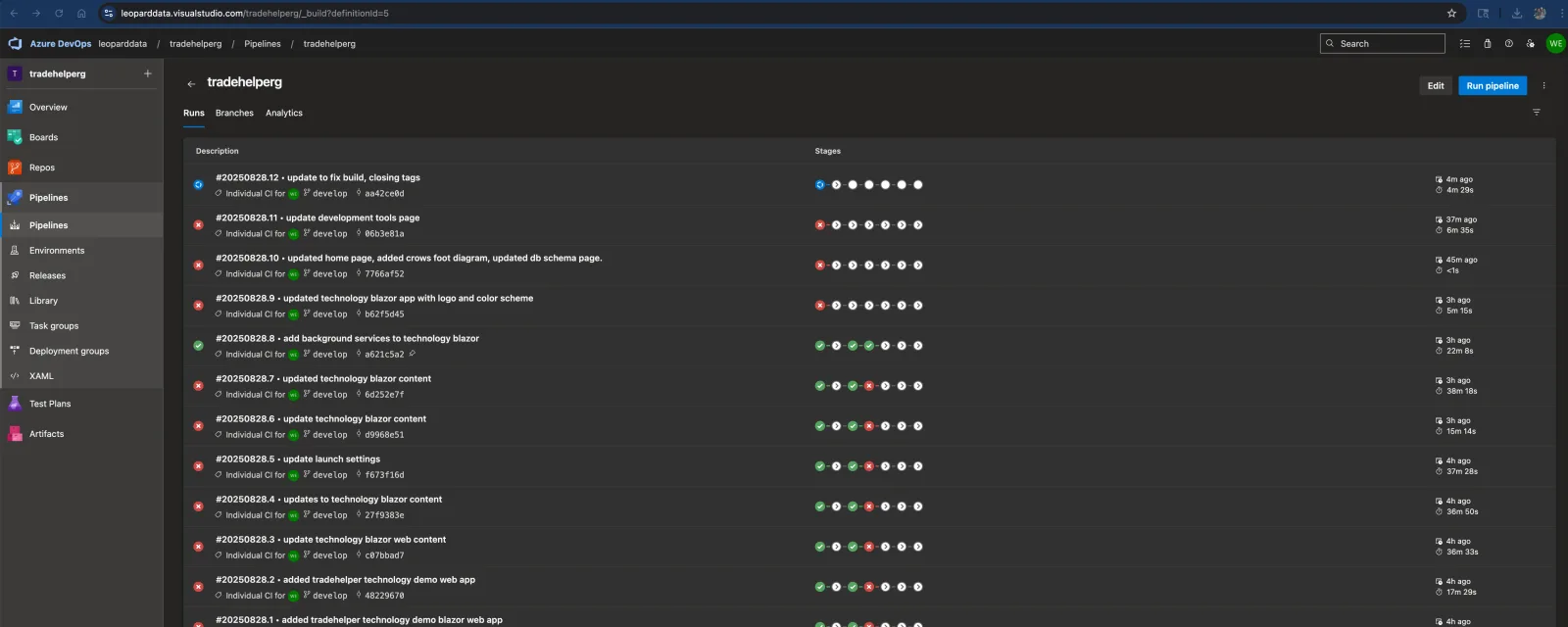 Azure DevOps Pipeline Runs