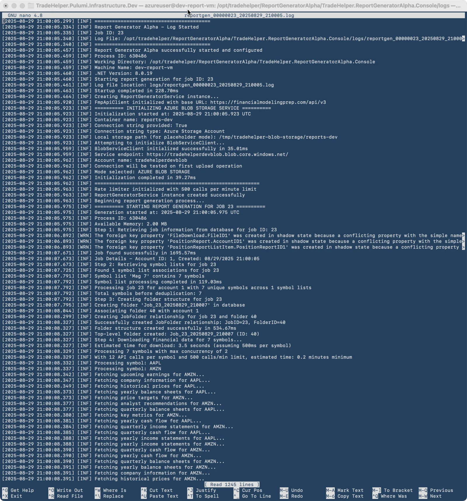 Report Generator Alpha Log File Output on Linux